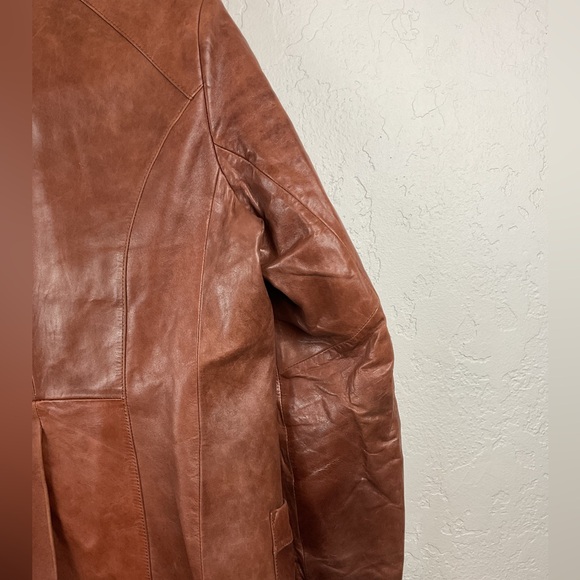 Men’s Vintage Bertini Brown Leather Blazer Jacket Button Down Size 42L - Picture 6 of 14
